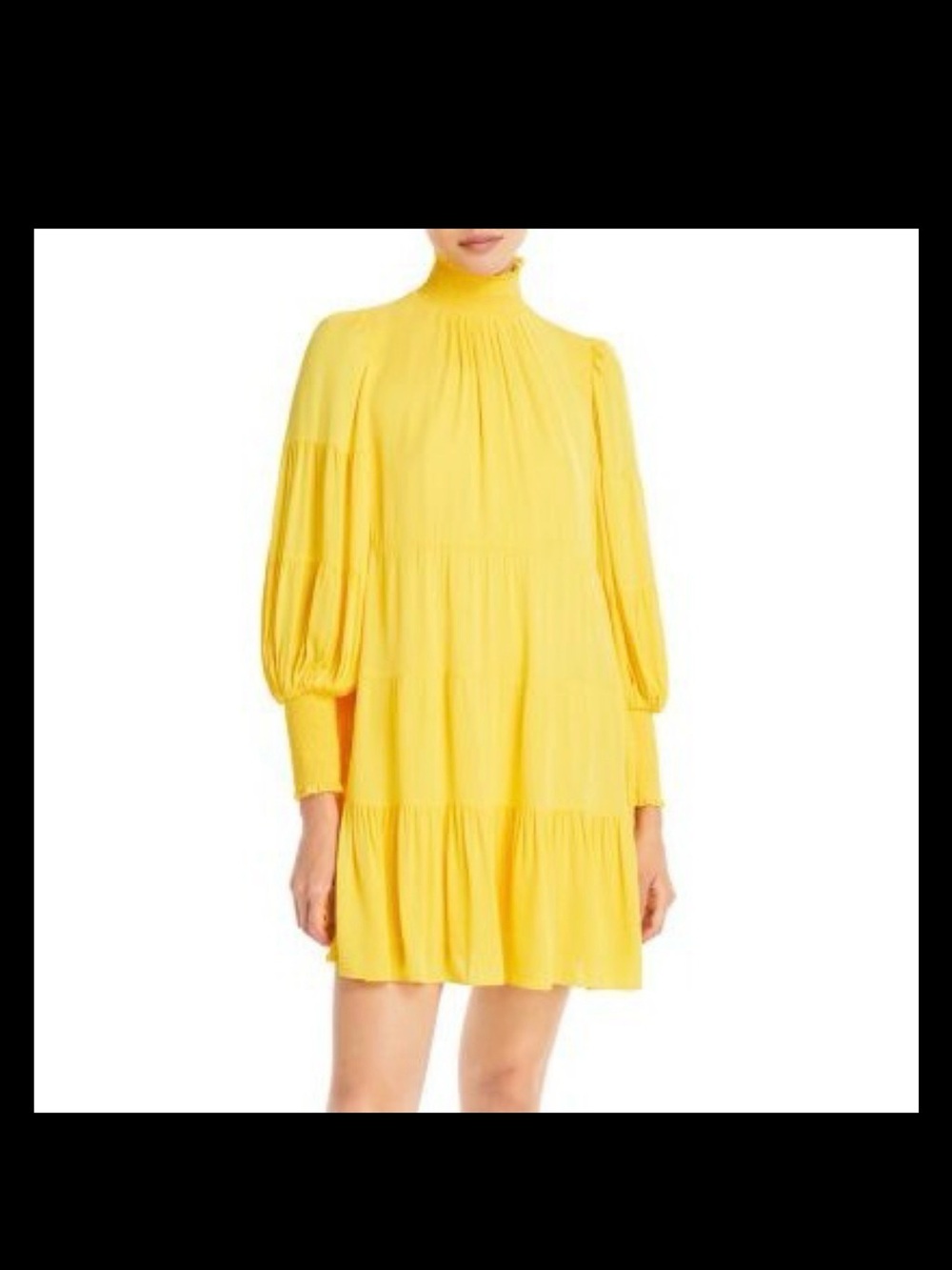 NWT Alice + Olivia Yellow High-Neck Tiered Mini Dress 10 - Picture 3 of 16